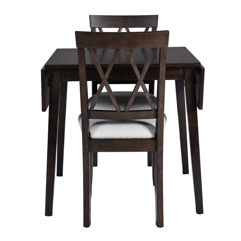 Roomfitters Foldable Dining Table Set, 5 Piece Drop Leaf Kitchen Table with 4 Upholstered Chairs, Space Saving Design