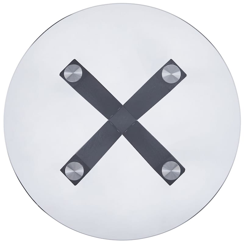 Modern Nesting Table Glass End Table with Criss Cross Base 24" Round