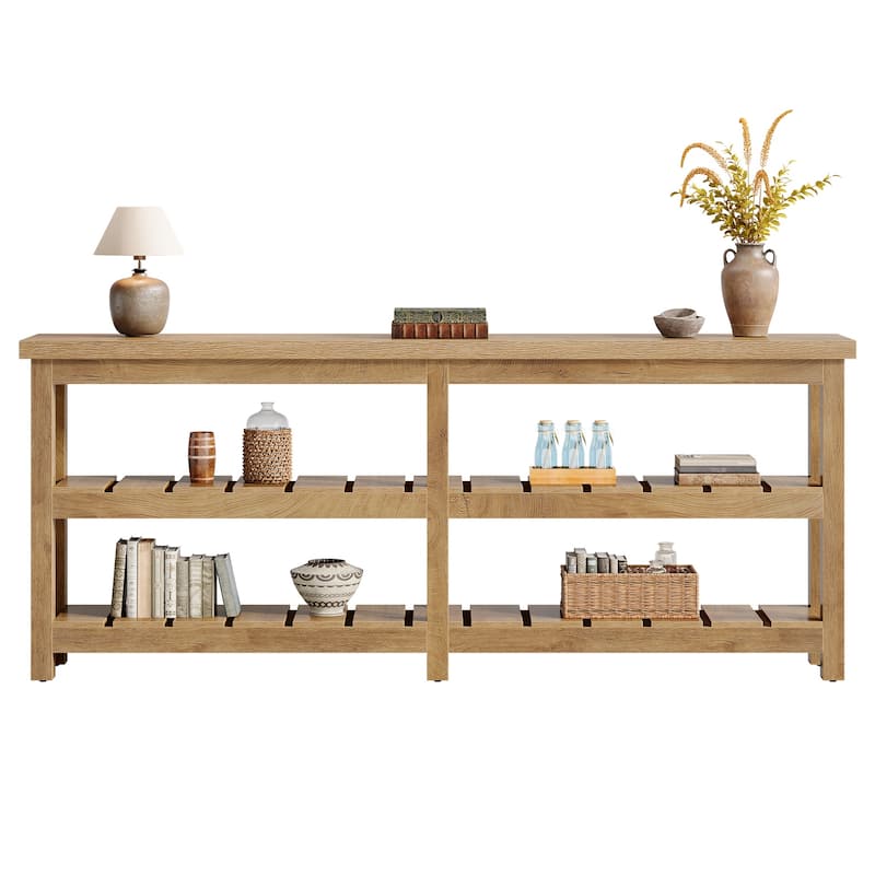 70.86-Inch Extra Long Console Table, Wooden Entryway Table, 3-Tier Sofa Table for Living Room, Hallway, Entrance, Foyer