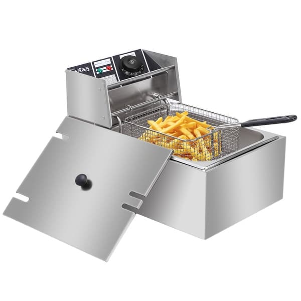 2500W Deep Fryer with Basket, 6.3Qt Stainless Steel Electric Deep