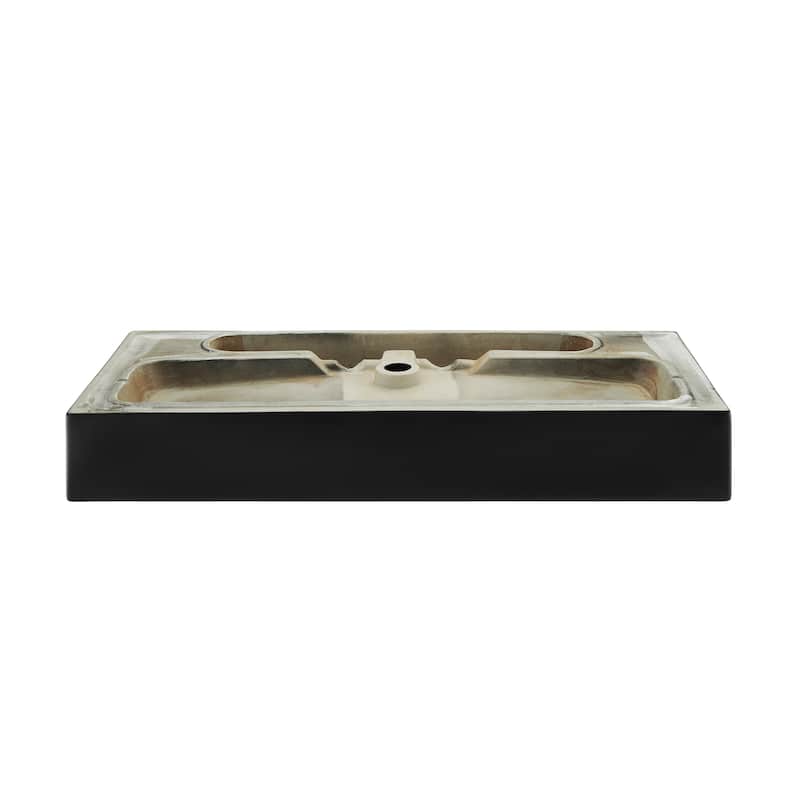 Reims 40" Rectangle Wall-Mount Bathroom Sink In Matte Black - 39.65" x 16.8" 5.65"