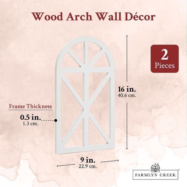 Rustic Wood Arch Wall Decor, Hanging Farmhouse Window Frame (9 x 16 In