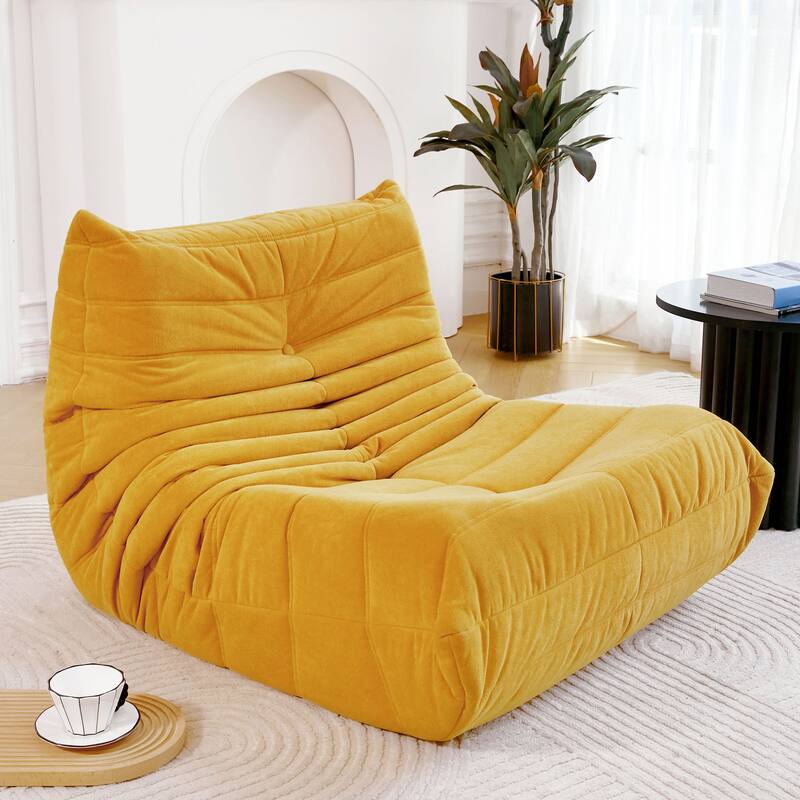 Ergonomic Sofa Sack Chair, Comfy Lazy Floor Sofa Armless Lounge Chair, Memory Foam Chair - Yellow