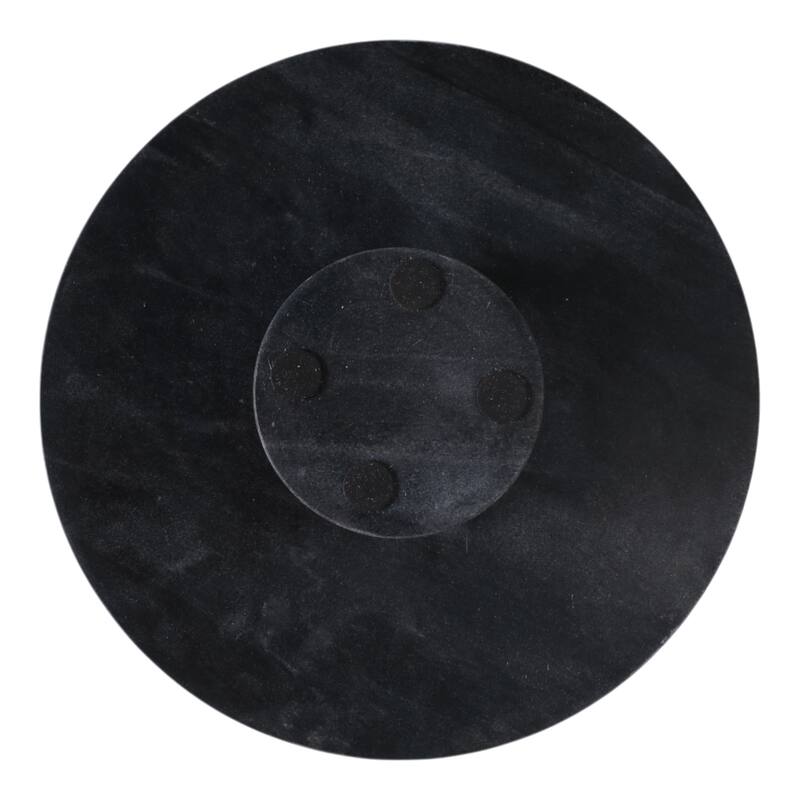 Marble Decorative Bowl Modern Pedestal Base Organizer - 6" Black - 12" x 12" x 6"