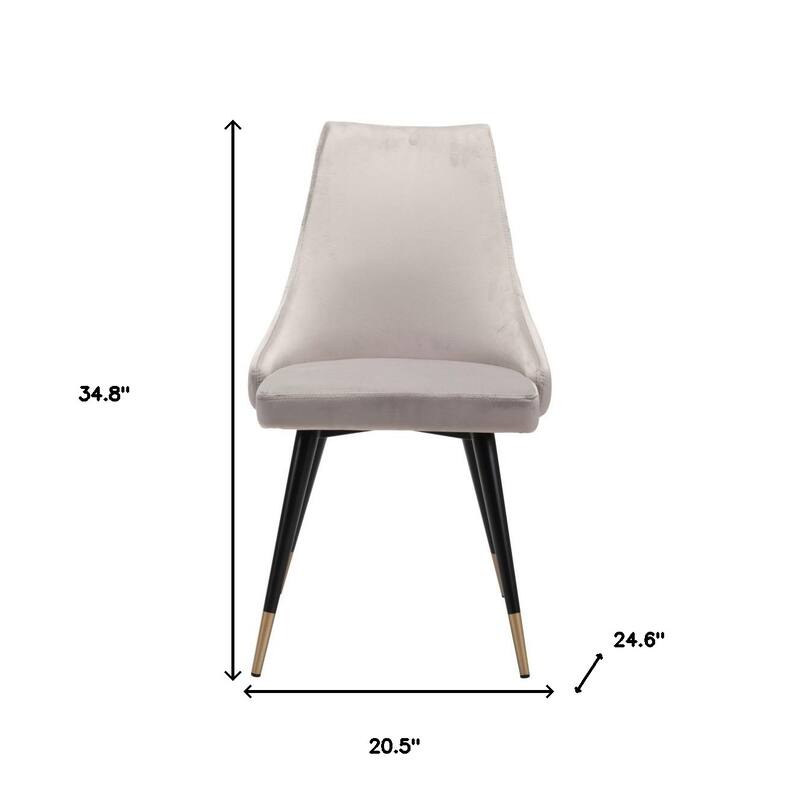 HomeRoots Set of Two Tufted Gray And Black Upholstered Velvet Windsor Back Dining Side Chairs