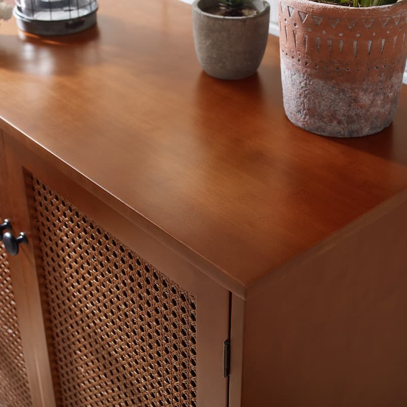 Art Leon Woven Rattan Wicker Doors Accent Cabinet Sideboards