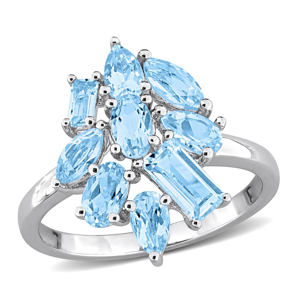 Miadora Multi-Shape Gemstone Floral Ring Sterling Silver