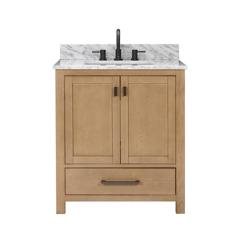 Avanity Modero 31 in. Vanity Combo in Matte Black finish and Carrara White Marble Top