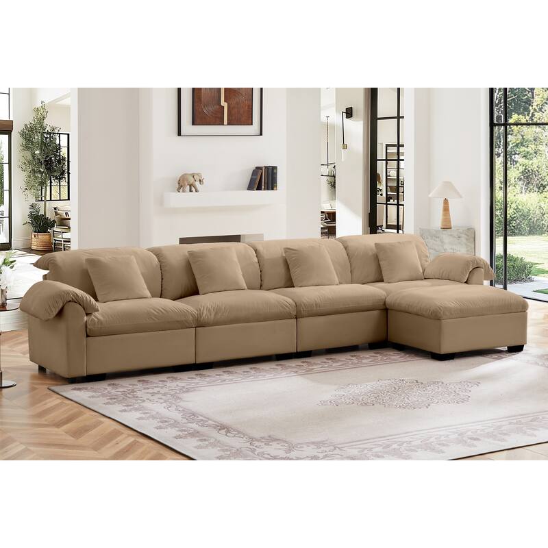 Velvet Fabric Modular Cloud Couch with Storage Seat,Free Combination