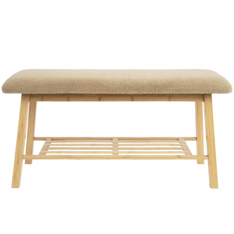 StorageWorks Tufted Bench, Entryway Bench with Shoe Storage Shelf - 36.22"x13.78"x17.72"