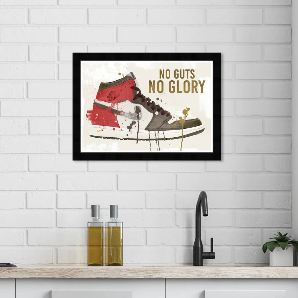 Wynwood Studio Prints Sports and Teams No Glory Sneaker White and Cream White Modern & Contemporary Wall Art Canvas Print
