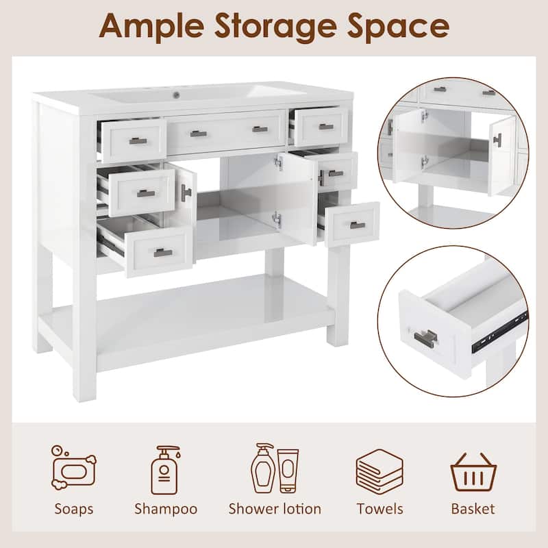 36'' Freestanding Bathroom Vanity Set with Integrated Ceramic Sink and Drawers - 36'' X 34''