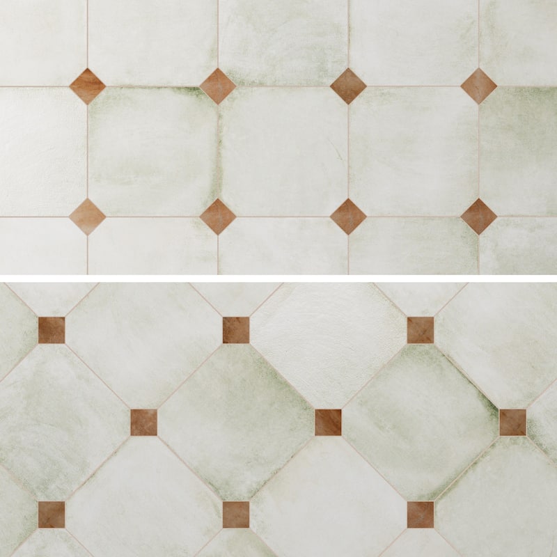 Merola Tile Laverton Octagon Nieve with Taco Natural 7-7/8" x 7-7/8" Porcelain Floor and Wall Tile
