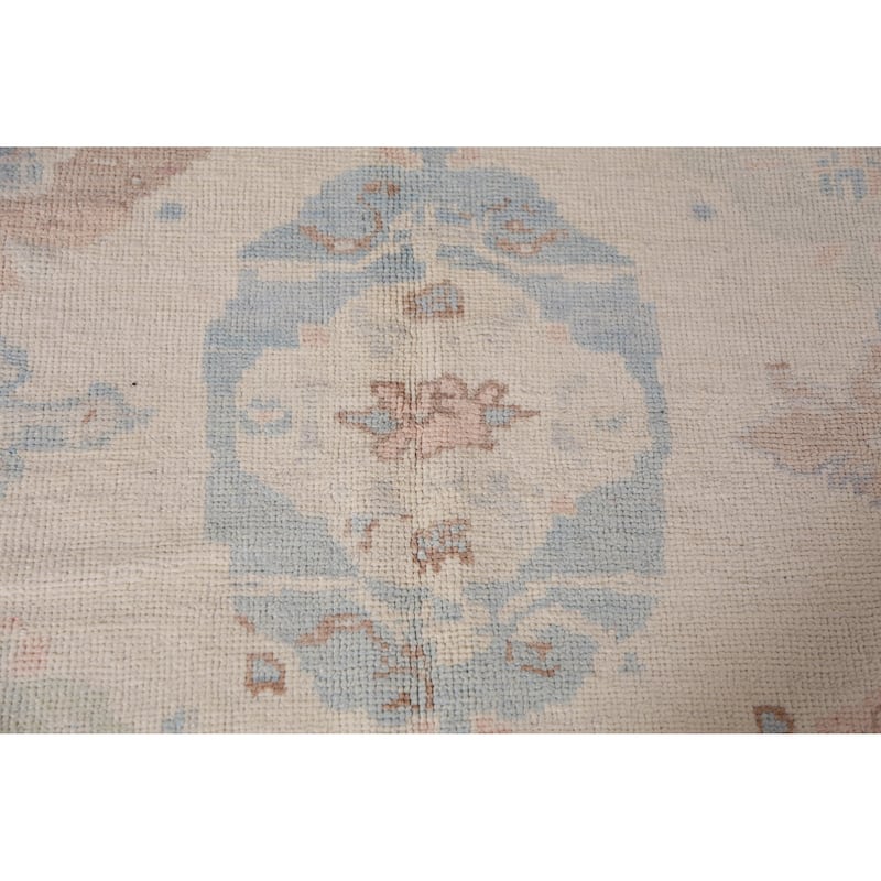 Hand Knotted Oriental 100% Wool Carpet Transitional Floral Beige & Ivories Oushak Area Rug - 11' 5'' X 9' 0''