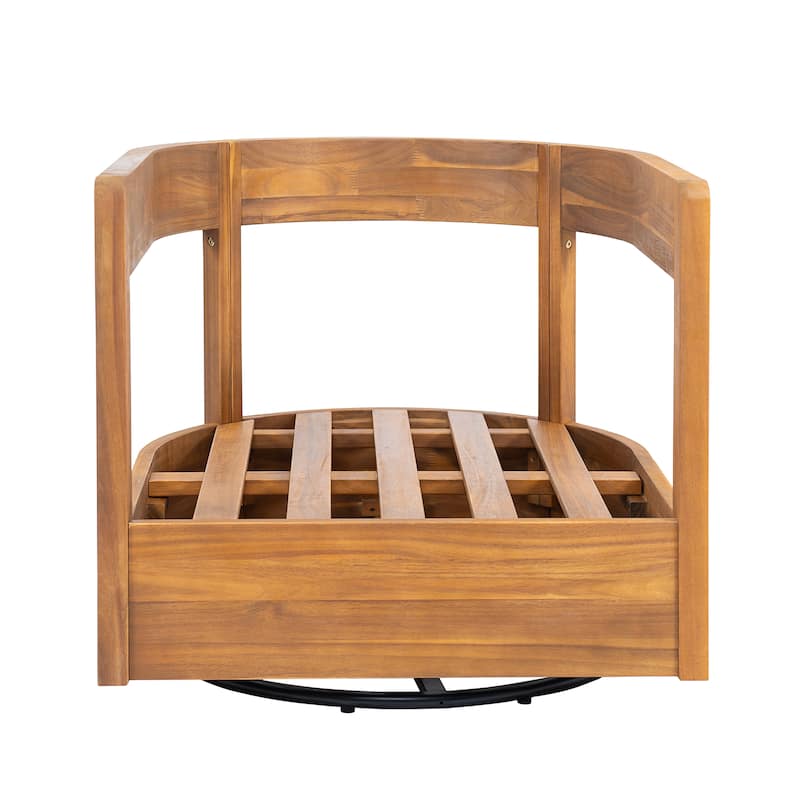 Christopher Knight Home - Telluride Modern Outdoor Solid Wood Swivel Club Chair with Cushioned Comfort