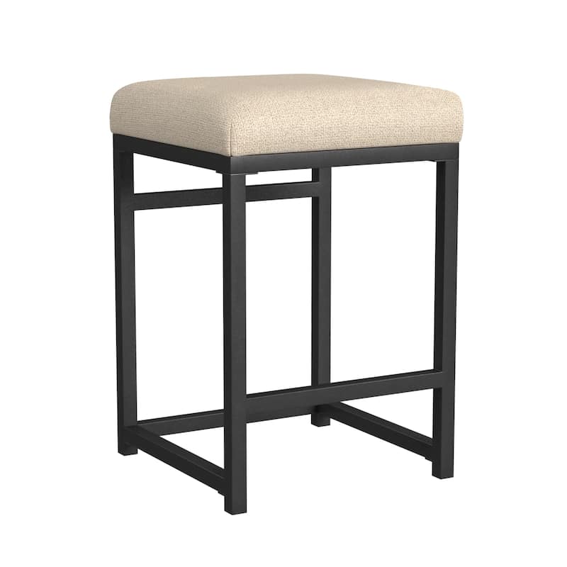 Toko Backless Counter Height Stool, Brown Polyester Industrial Black