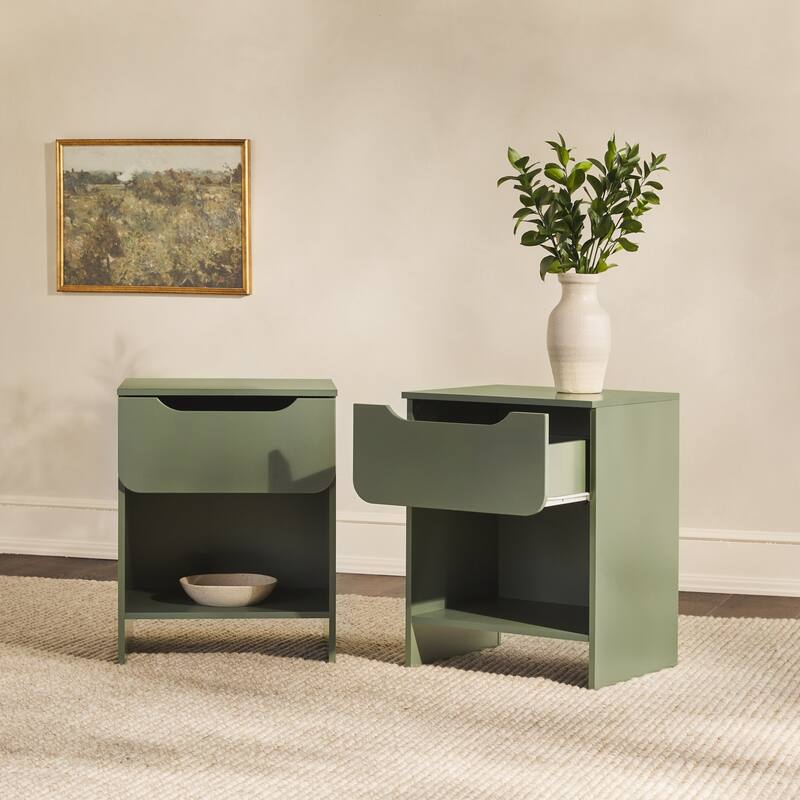 Middlebrook Designs Modern 1-Drawer Nightstand with Cubby (Set of 2)