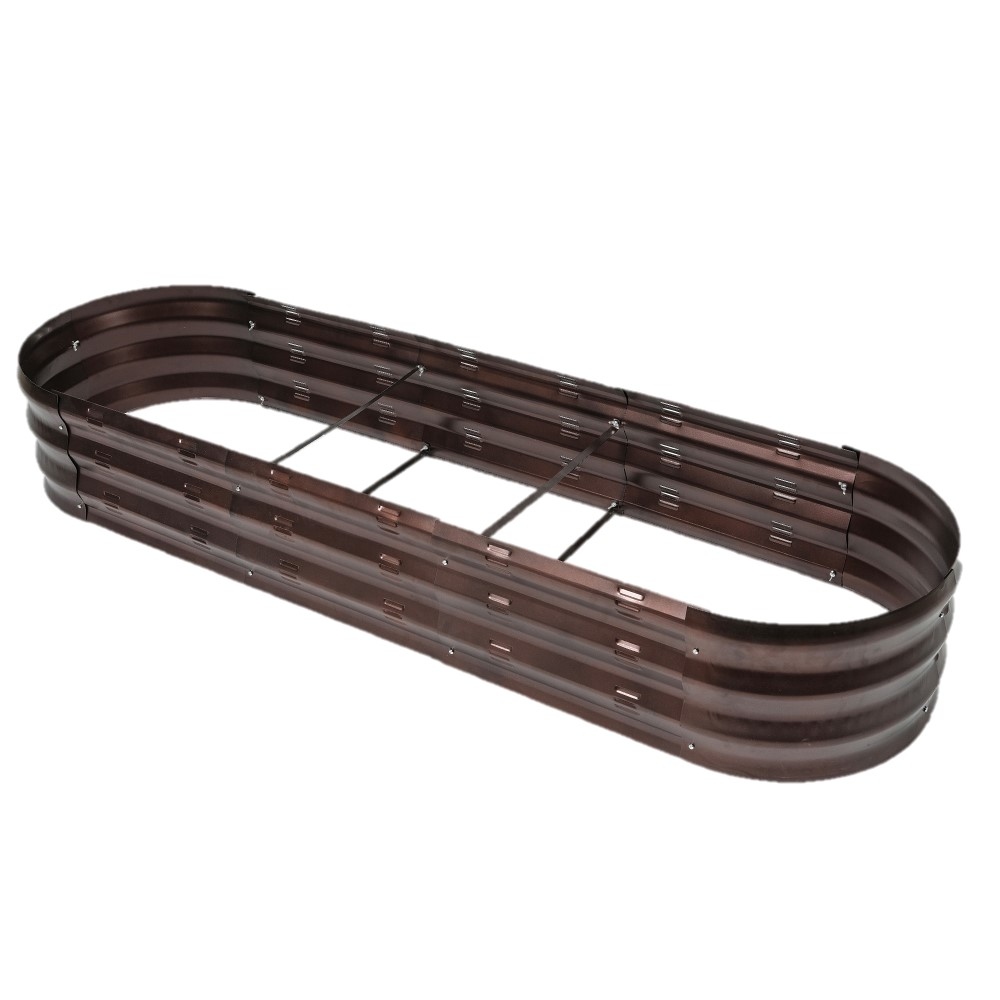 Brown Metal 5.5-Ft Oval Raised Garden Bed Planter - 5.5ft W x 1.625ft D x 0.8ft H