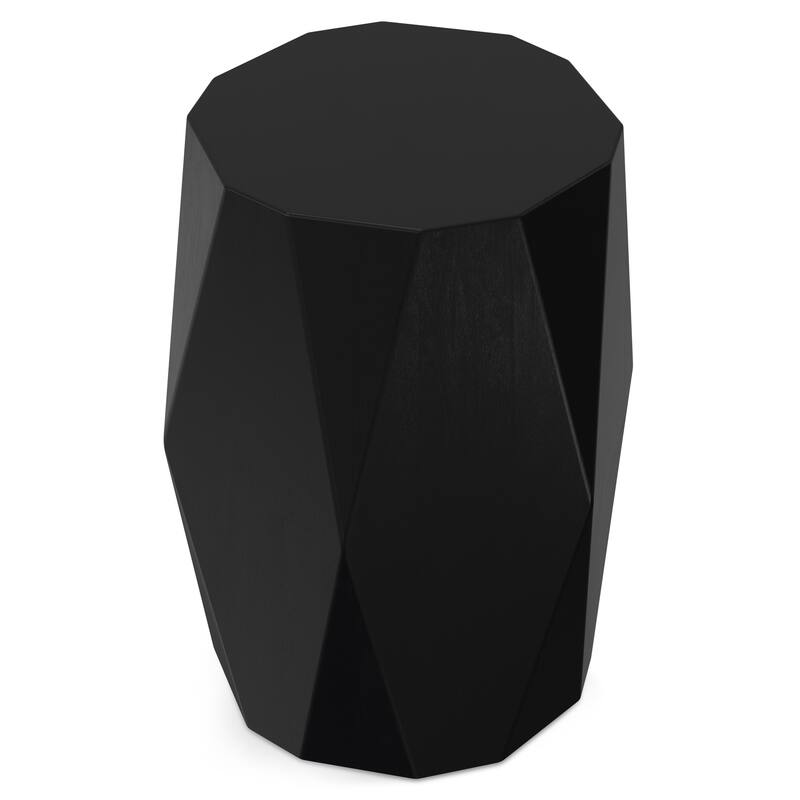 Simpli Home Judson MANGO WOOD 15" Wide Polygon Contemporary Side Table in Black & Fully Assembled - 15 inch Wide
