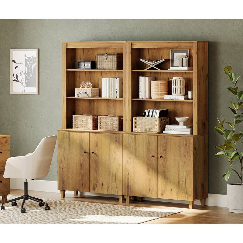 WAMPAT 71" Tall Bookcase with 2 Column Modern 5-Tier Bookshelf for Home Office