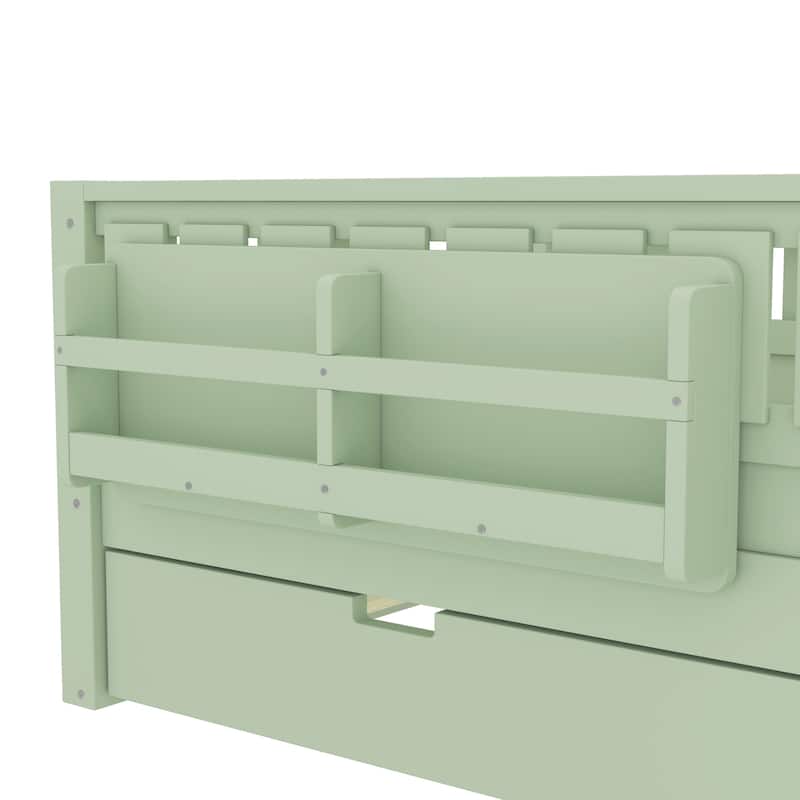 Full/Twin Loft Bed with Bookshelves, Safety Stairs & Trundle