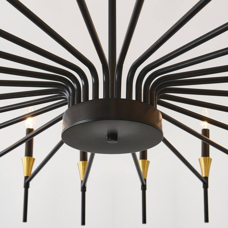 Black & Gold Modern Farmhouse Chandelier Rustic Ceiling Light Dimmable E12 Candle-Style Pendant Lighting Fixture