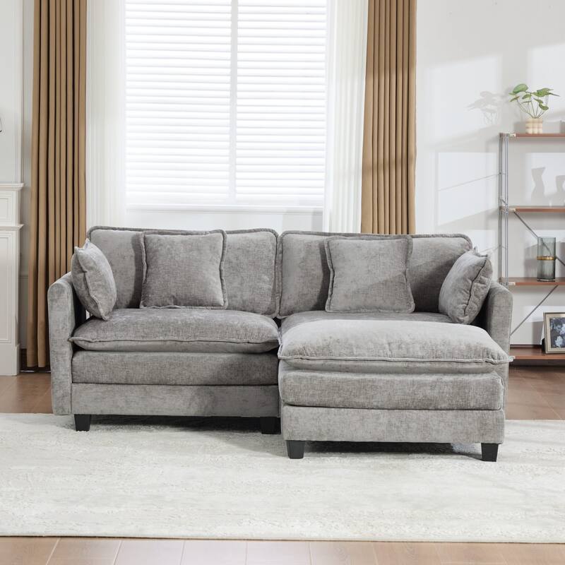 Roomfitters Large Upholstered Sofa Loveseat with Plush Cushions and Pillows, Modern Cloud Couch for Living Room