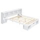 preview thumbnail 5 of 16, Queen Size Solid Pine Wood Platform Kids Bed Frame with Multi-Storage Headboard, Large Drawer, and Open Shelves, White