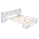preview thumbnail 5 of 10, Queen Wood Platform Bed with Storage Headboard & Drawer, White