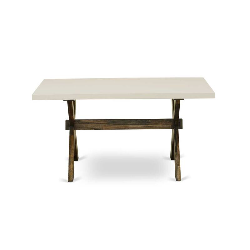 Nordic Dining Table - 40x72 Inch X-Style Table with Cement Top & Black Legs - 40