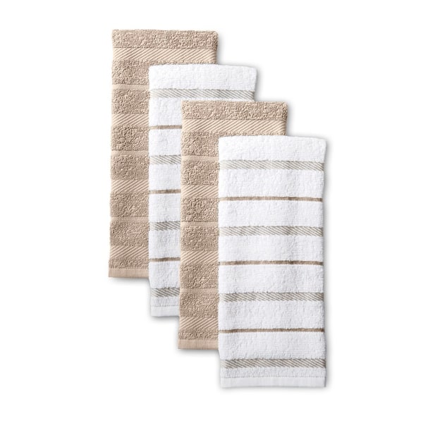Kitchenaid Albany Kitchen Towel 4-pack Set, Fog Blue/white