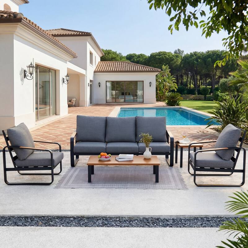 Outdoor Patio Conversation Sofa Set with Cushions