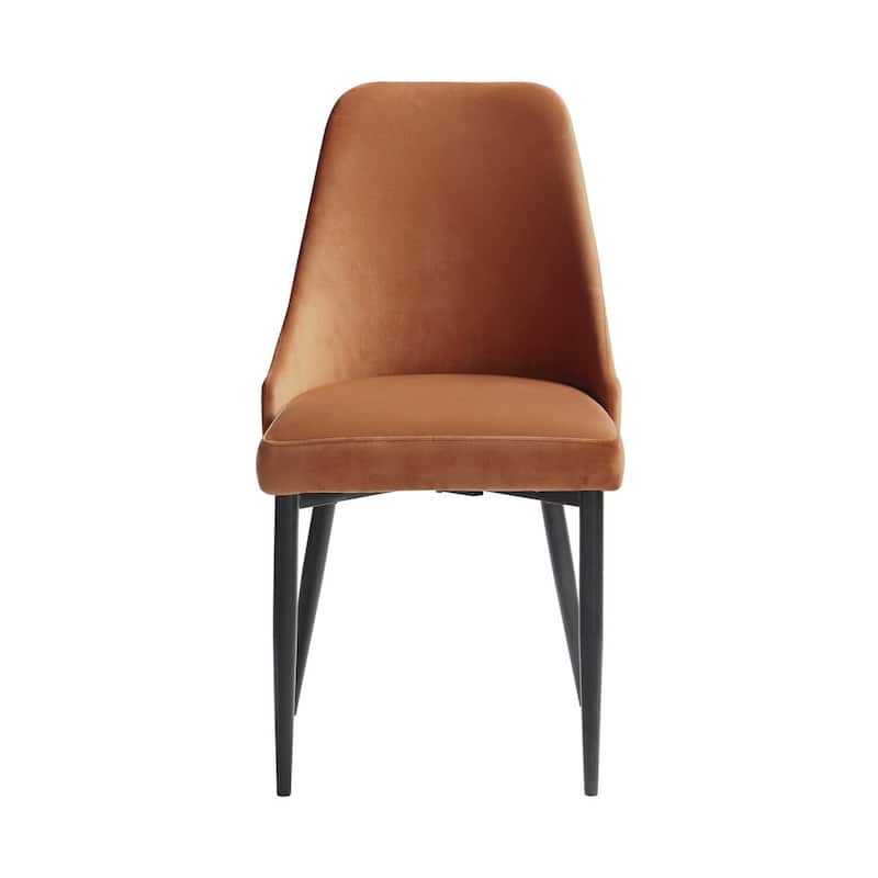 Black/Orange Velvet Upholstered Metal Frame Dining Chair, Sturdy Dining Chair for Dining Rooms - 17.5
