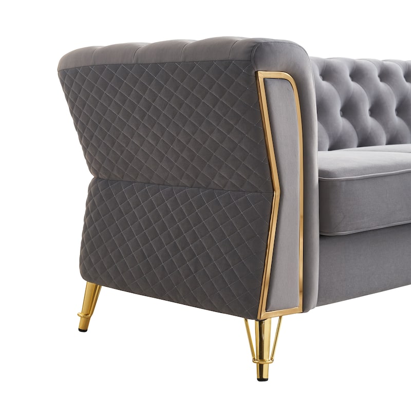 Modern Tufted Velvet Sofa 87.4 inch for Living Room