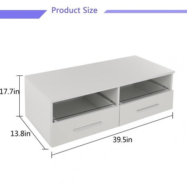 Modern TV Unit 100cm White High Gloss 2 Drawers Stand LED