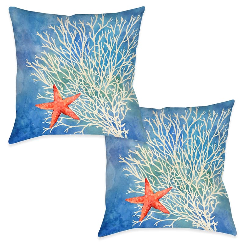 Laural Home Coral Starfish Splash Indoor Decorative Pillow