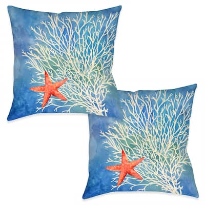 Laural Home Coral Starfish Splash Indoor Decorative Pillow