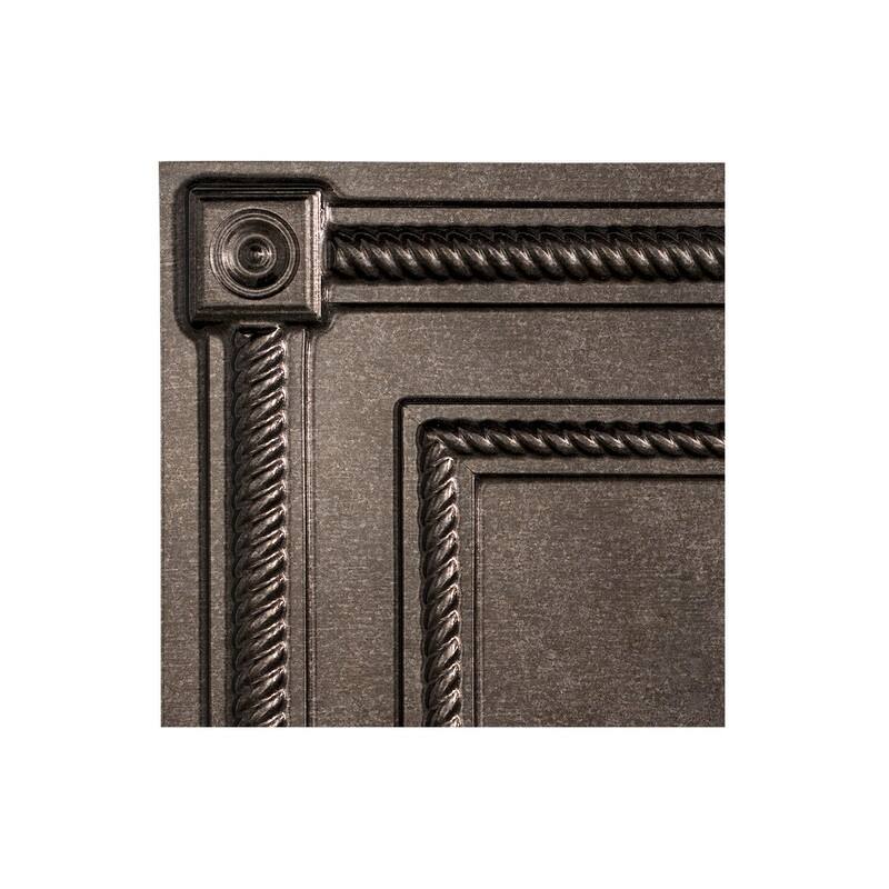 FASÄDE Coffer Decorative Vinyl 2ft x 2ft Lay in Ceiling Panel in Polished Copper (5 Pack) - 12in x 12in Sample - Smoked Pewter