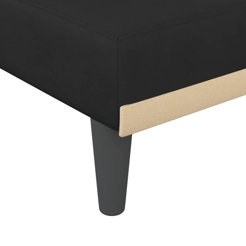 vidaXL Chaise Longue Black Velvet - 21.7" x 55.1" x 27.6"