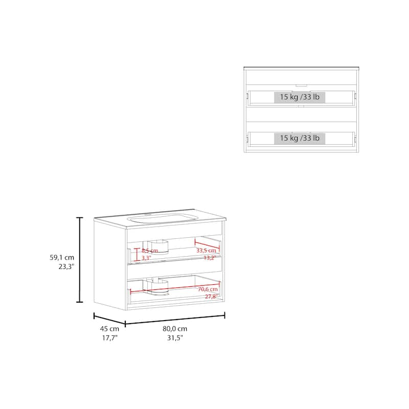 Smoot Floating Vanity with Two Drawers and Sink
