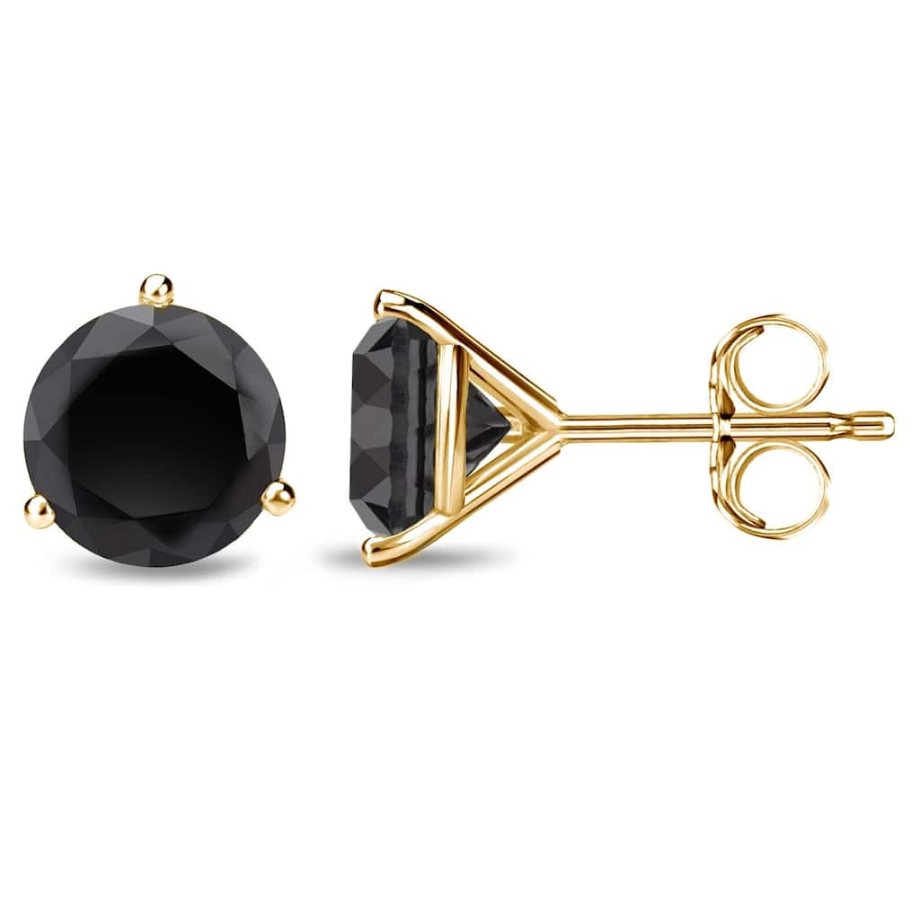 Auriya 1/2 to 4ctw Black Diamond Stud Earrings 14k Yellow Gold Martini-set