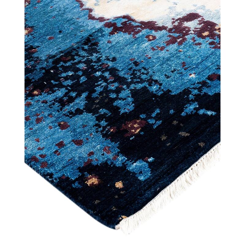 Ikat One-of-a-Kind Hand-Knotted Area Rug, Blue - 8' 2" x 10' 2"