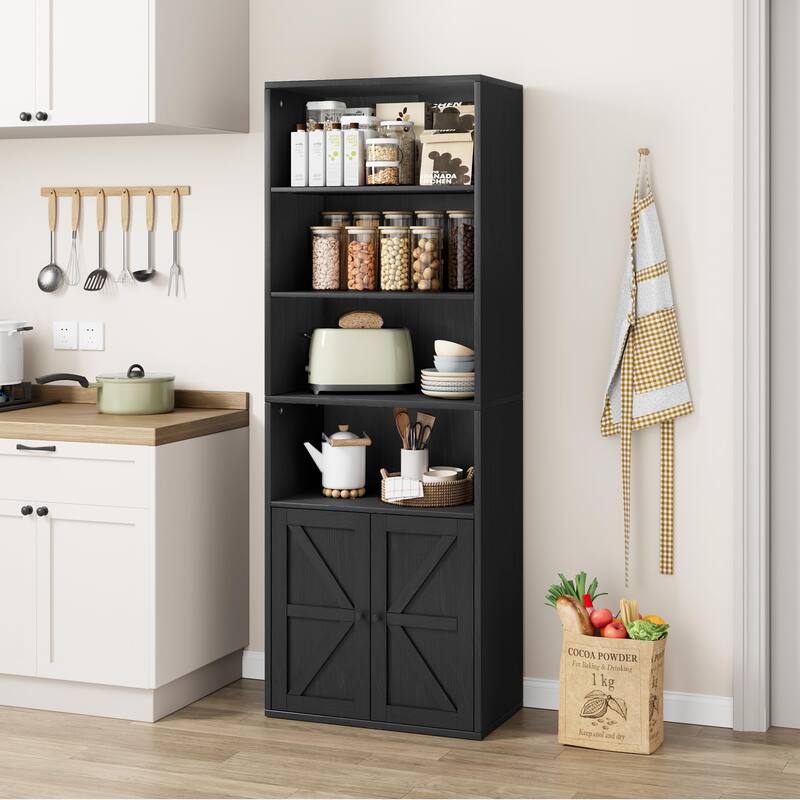 Industrial Tall Bookcases 6 Shelf Display Storage Shelves for Home Office - 11.8"D x 23.62"W x 71.4"H