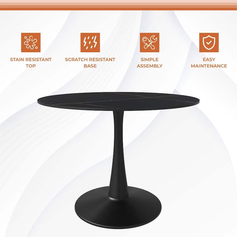 LeisureMod Round Dining Table 40" Sintered Stone Tabletop
