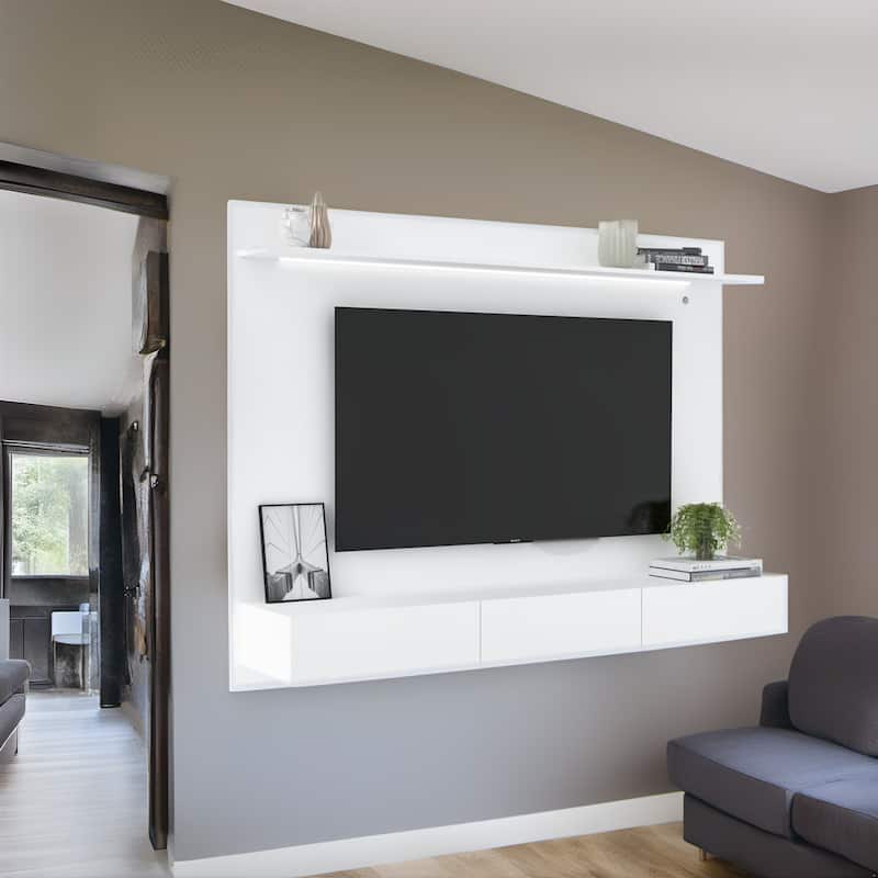 Modern Wall-Mounted Entertainment Center - Floating TV Panel for Up to 70-Inch TVs, Freestanding Design
