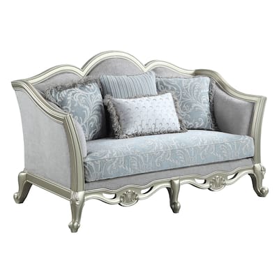Hartsook Light Grey and Champagne Loveseat
