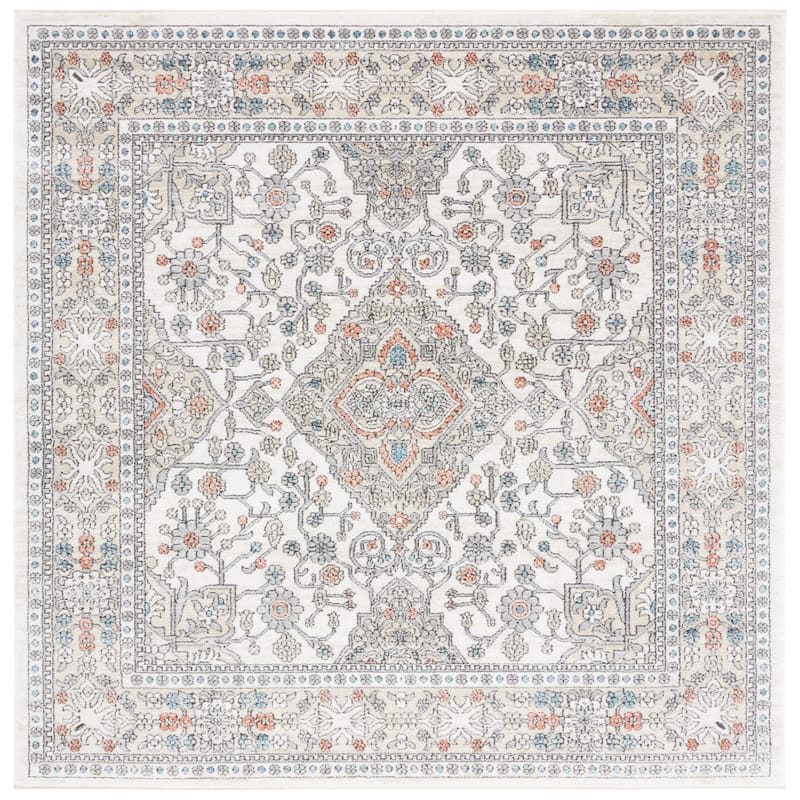 SAFAVIEH Oregon Medora Oriental Medallion Rug - 6'7" Square - Grey/Ivory