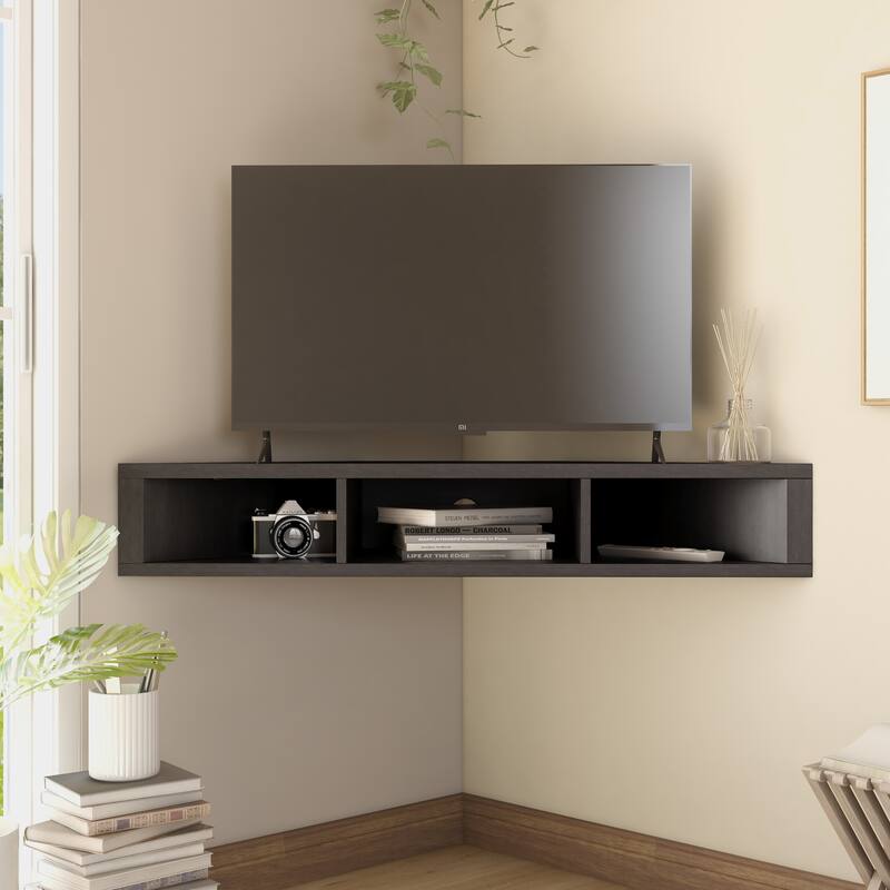 Furniture of America Sukhumi Transitional 47-inch 3-Shelf Wall-Mounted Corner TV Console