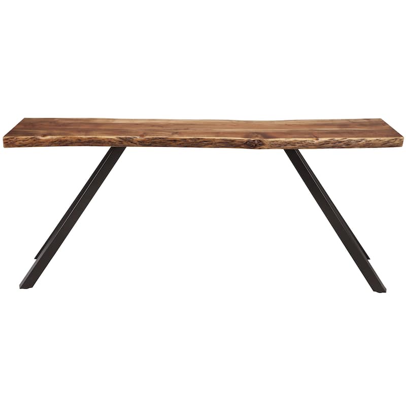 Isla 72 Inch Console Side Table, Acacia Wood Surface, Live Edge, Brown