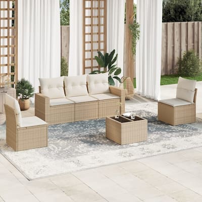 vidaXL Garden Sofa Set Beige, Cream White - 21.7 x 21.7 x 14.6